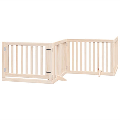 Vidaxl Dog Fencing pliable avec porte 4 panneaux 320 cm Bois de peuplier