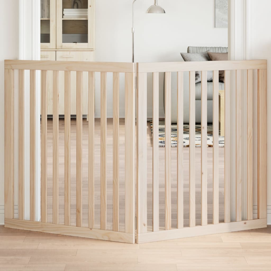 Vidaxl Dog Fence pliable 2 panneaux 160 cm Bois de peuplier