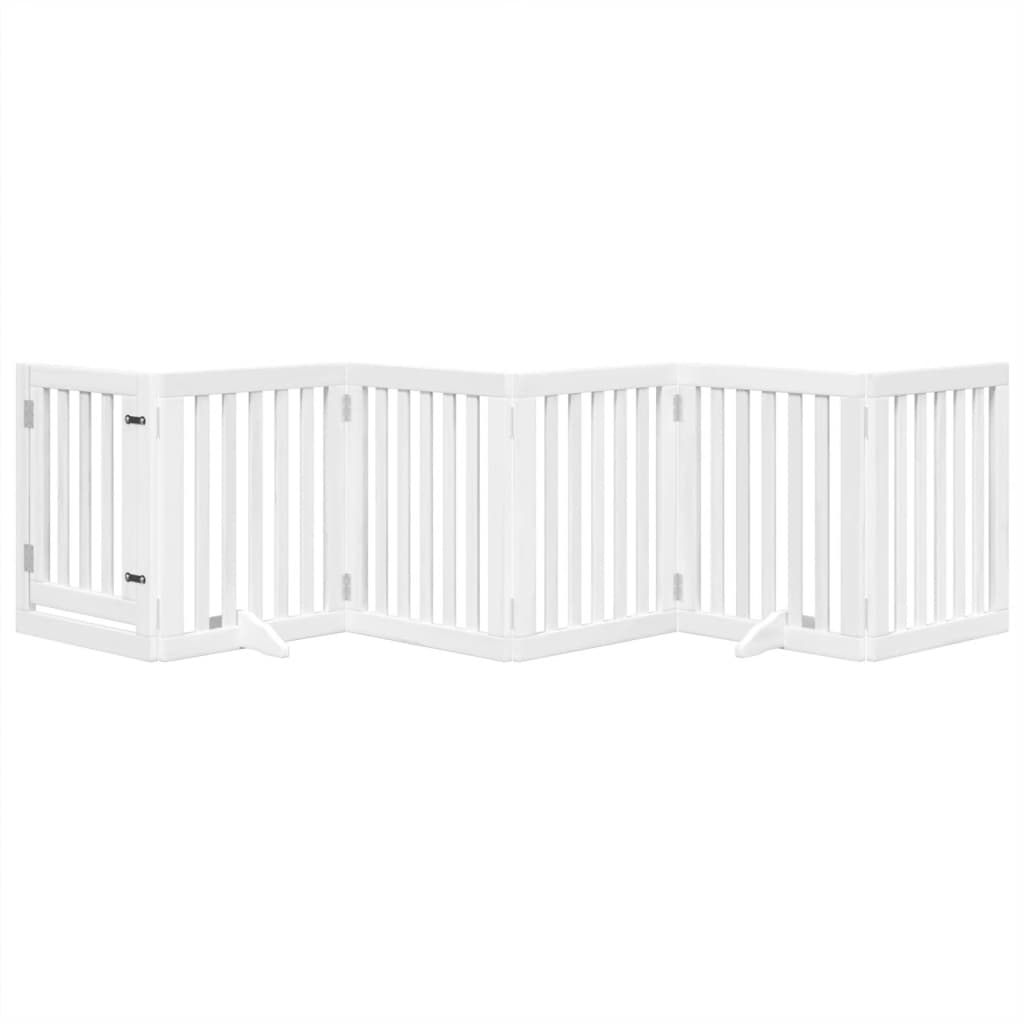 Vidaxl Dog Fence pliable avec porte 6 panneaux 300 cm Populierwood blanc