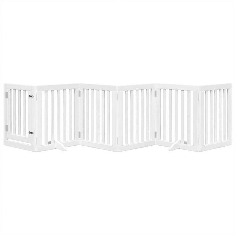 Vidaxl Dog Fence pliable avec porte 6 panneaux 300 cm Populierwood blanc