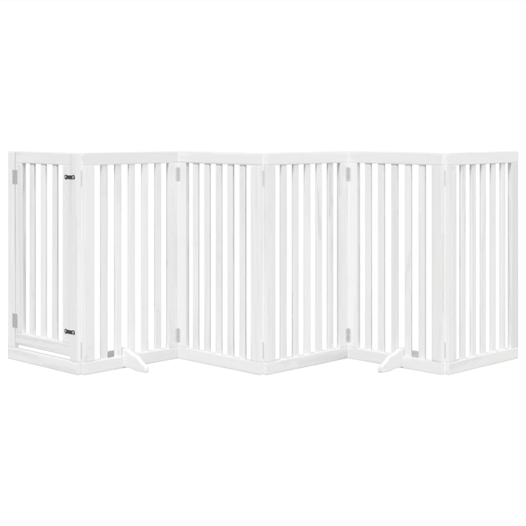 Vidaxl Dog Fence pliable avec porte 6 panneaux 300 cm Populierwood blanc