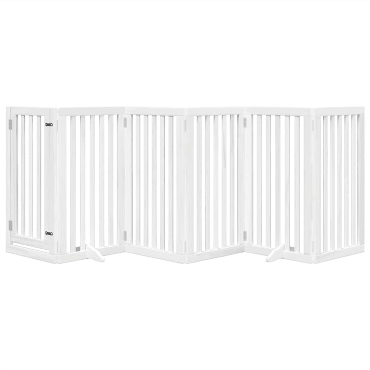 Vidaxl Dog Fence pliable avec porte 6 panneaux 300 cm Populierwood blanc