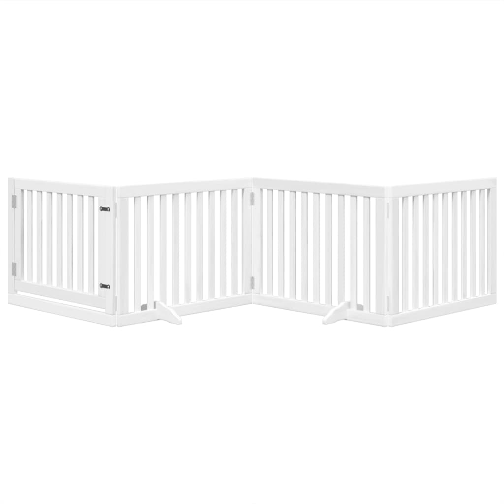 Vidaxl Dog Fence pliable avec la porte 4 panneaux 320 cm populierhout blanc