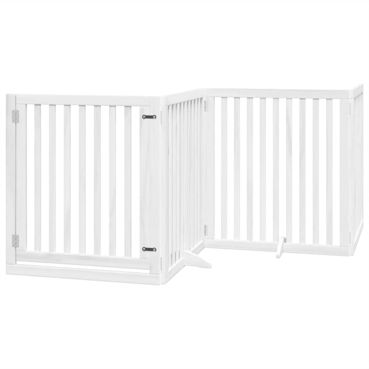 Vidaxl Dog Fence pliable avec la porte 4 panneaux 320 cm populierhout blanc