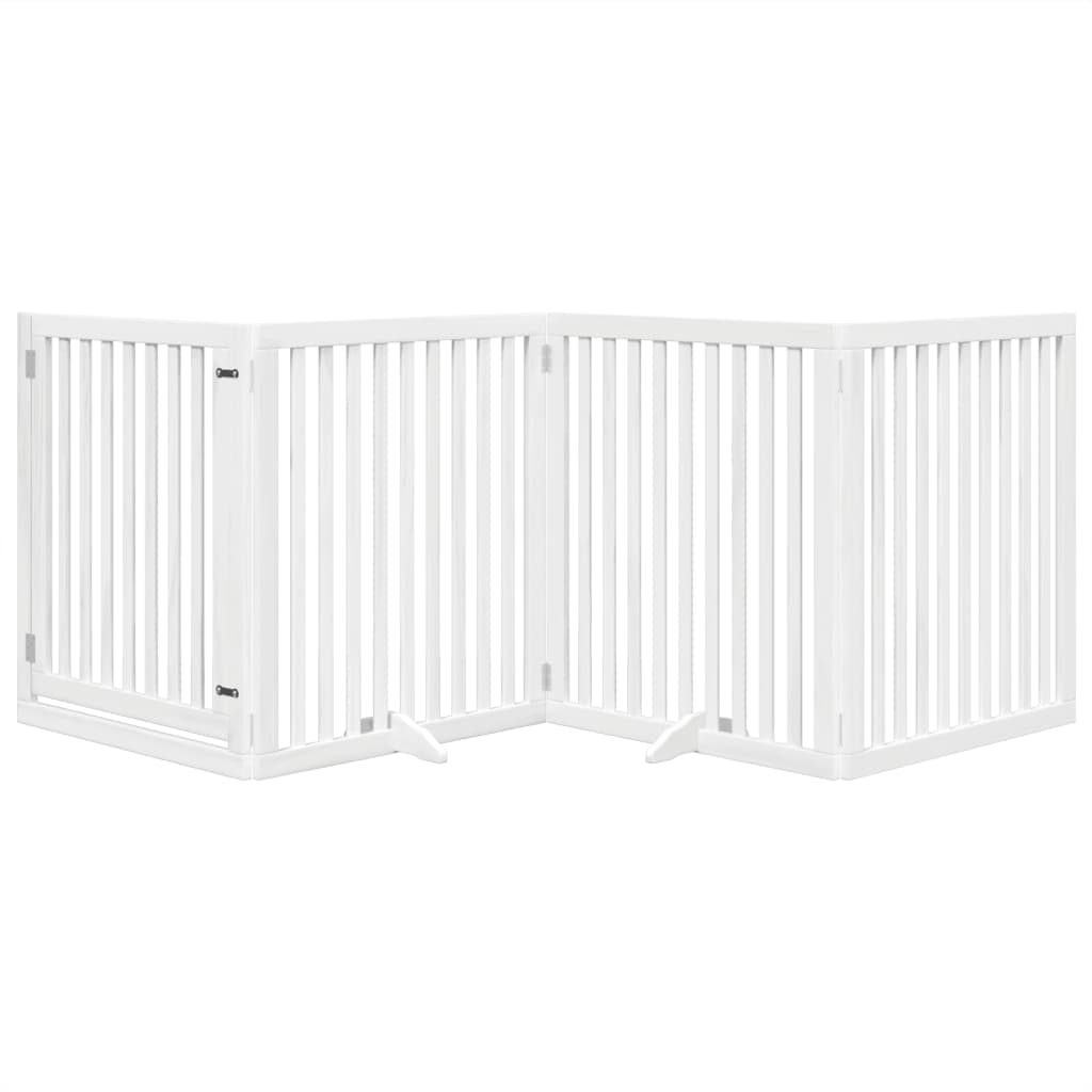 Vidaxl Dog Fence pliable avec la porte 4 panneaux 320 cm populierhout blanc