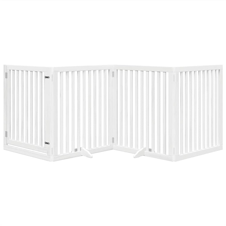 Vidaxl Dog Fence pliable avec la porte 4 panneaux 320 cm populierhout blanc