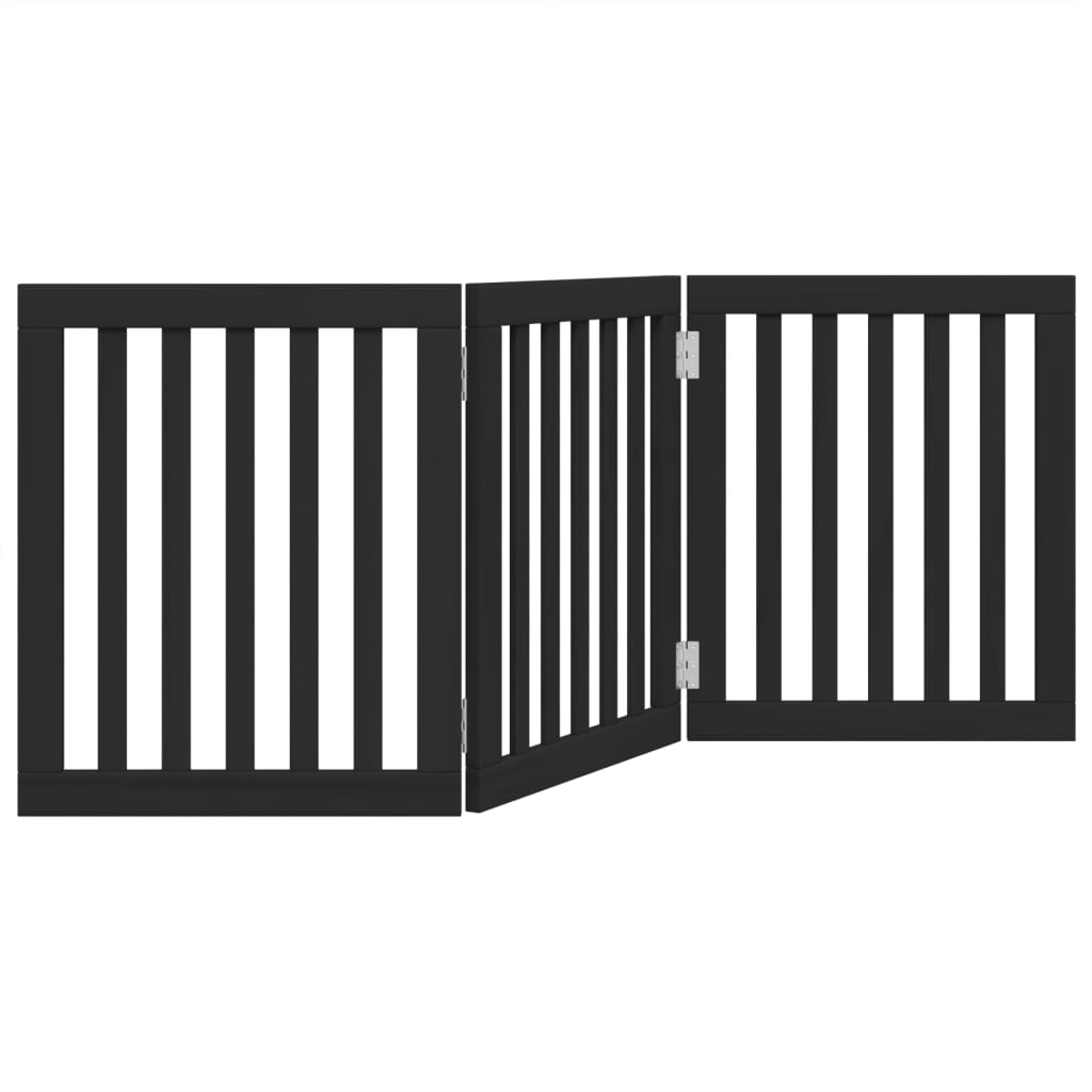 Vidaxl Dog Fence pliable 3 panneaux 150 cm Bois de peuplier noir