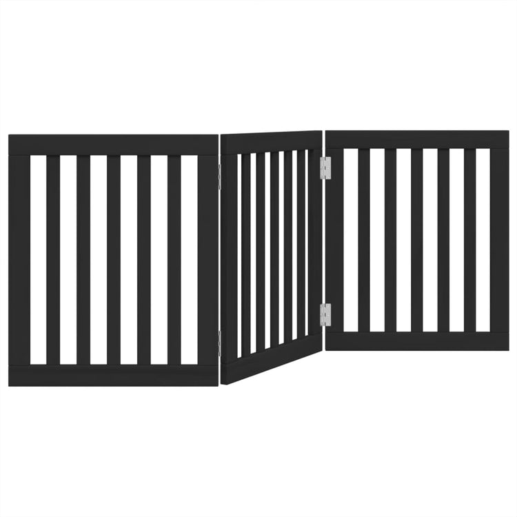 Vidaxl Dog Fence pliable 3 panneaux 150 cm Bois de peuplier noir