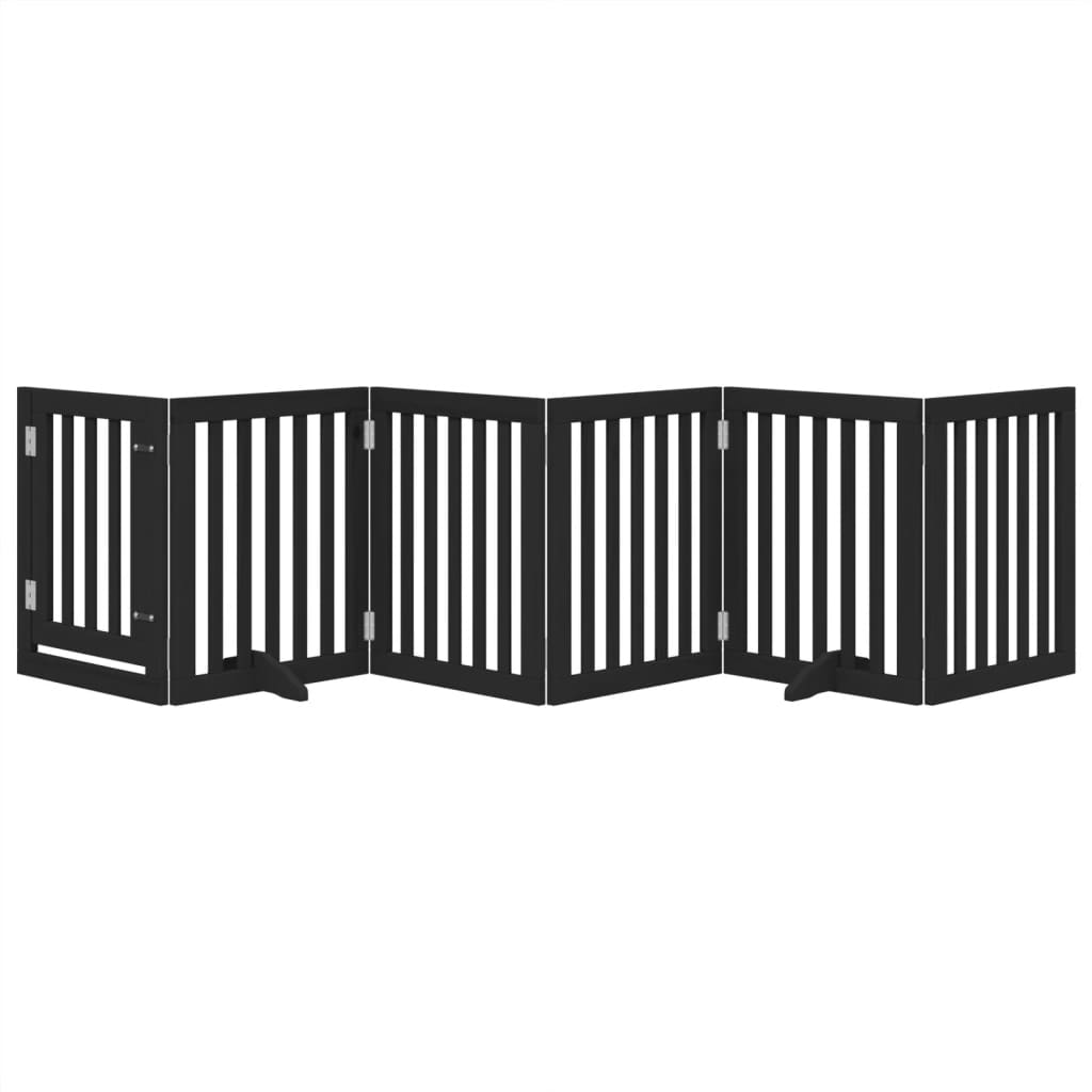 Vidaxl Dog Fence Bollptable 6 panneaux 300 cm populierhout noir