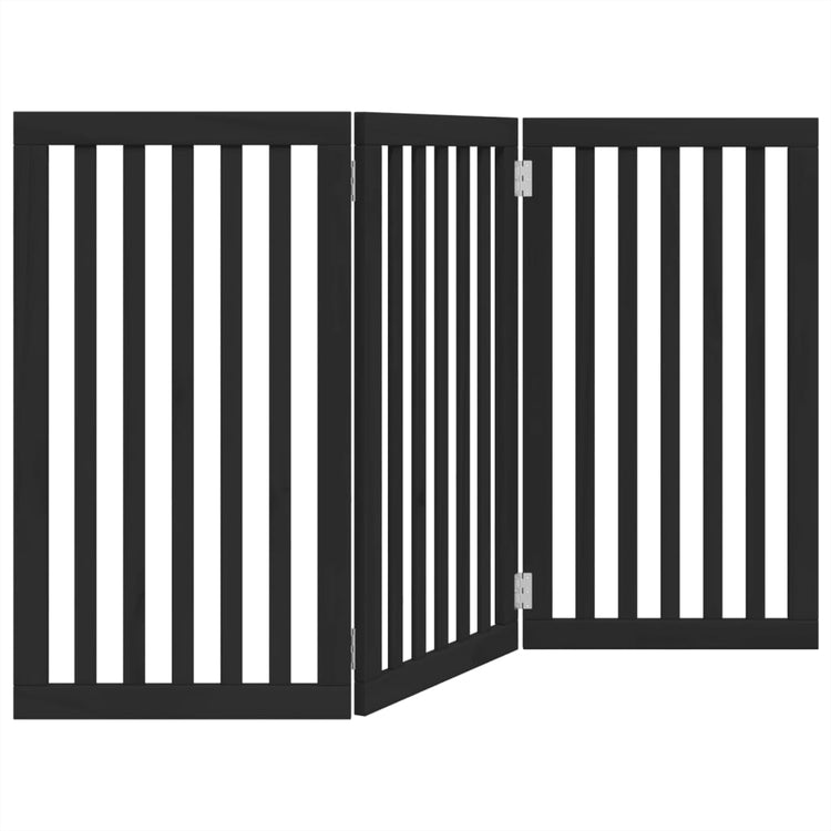 Vidaxl Dog Fence pliable 3 panneaux 150 cm Bois de peuplier noir