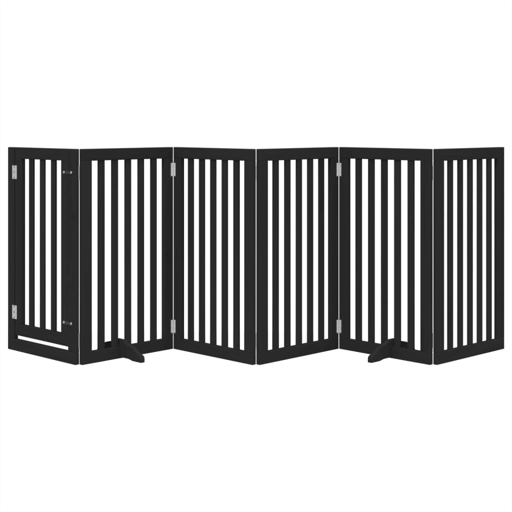 Vidaxl Dog Fence Bollptable 6 panneaux 300 cm populierhout noir