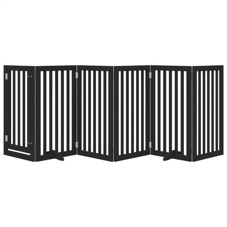 Vidaxl Dog Fence Bollptable 6 panneaux 300 cm populierhout noir