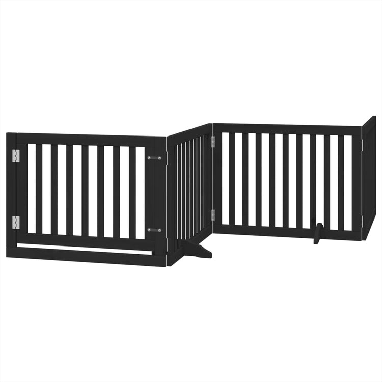 Vidaxx barrière pour chien pliable 4 panneaux 320 cm bois de peuplier noir