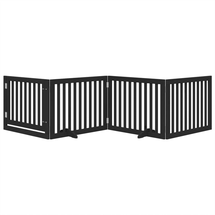 Vidaxx barrière pour chien pliable 4 panneaux 320 cm bois de peuplier noir