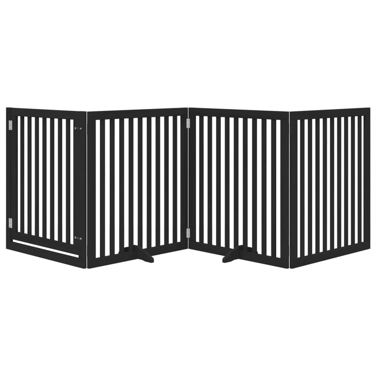 Vidaxl Dog Fence pliable 4 panneaux 320 cm Bois de peuplier noir