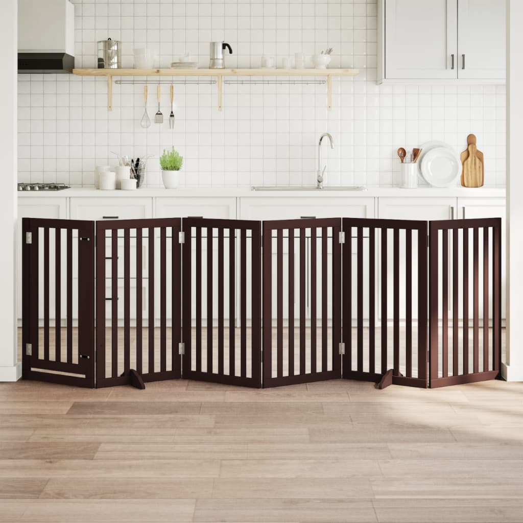 Vidaxl Dog Fence pliable 6 panneaux 300 cm Populier Brown