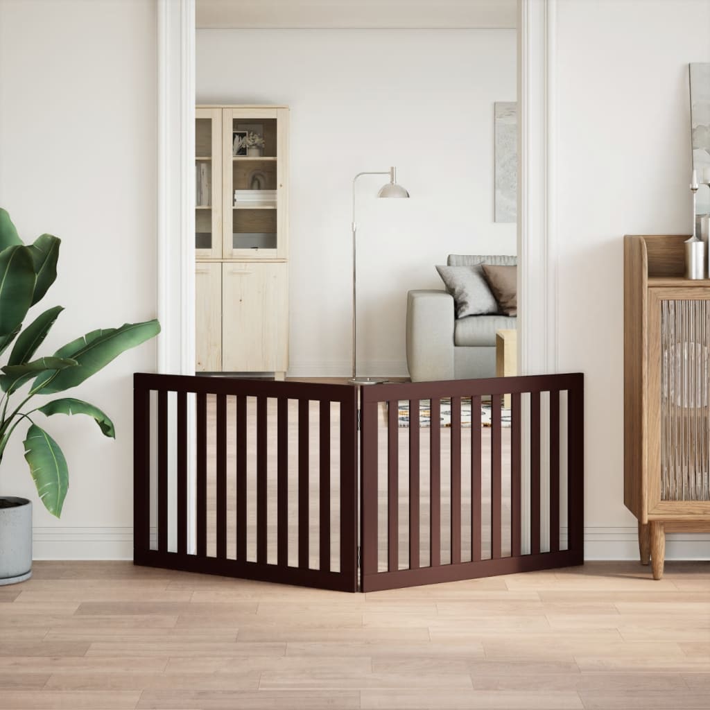 Vidaxl Dog Fence pliable 2 panneaux 160 cm Brown en bois de peuplier