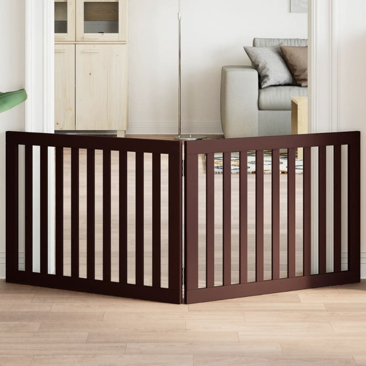Vidaxl Dog Fence pliable 2 panneaux 160 cm Brown en bois de peuplier
