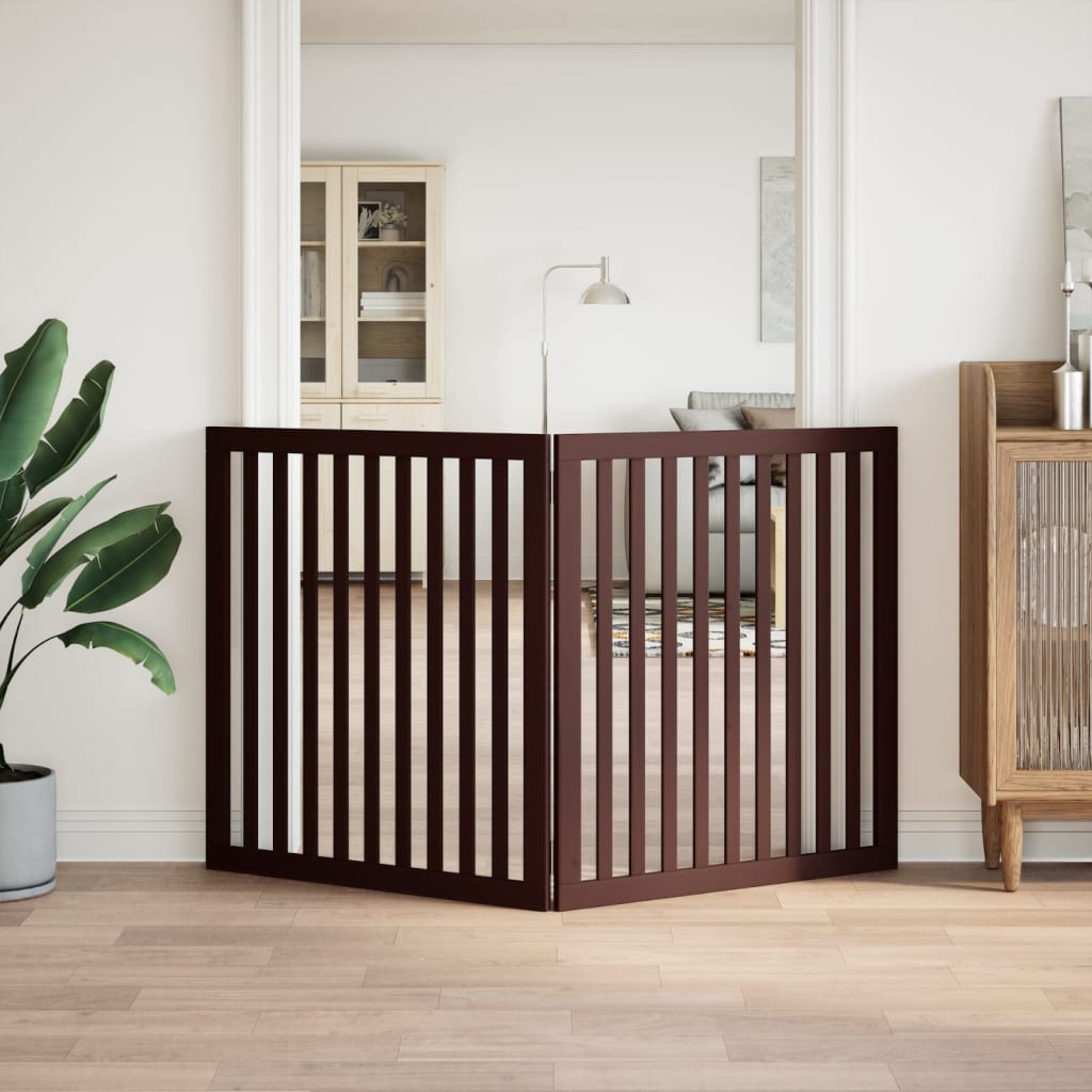 Vidaxl Dog Fence pliable 2 panneaux 160 cm Brown en bois de peuplier