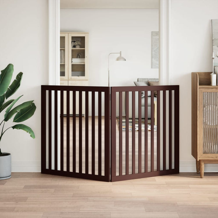 Vidaxl Dog Fence pliable 2 panneaux 160 cm Brown en bois de peuplier