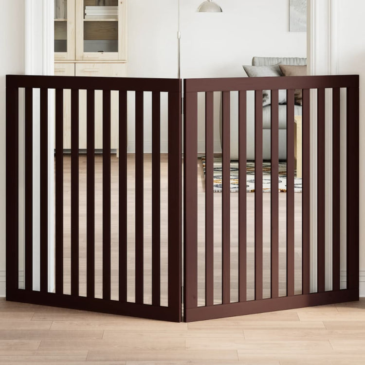 Vidaxl Dog Fence pliable 2 panneaux 160 cm Brown en bois de peuplier