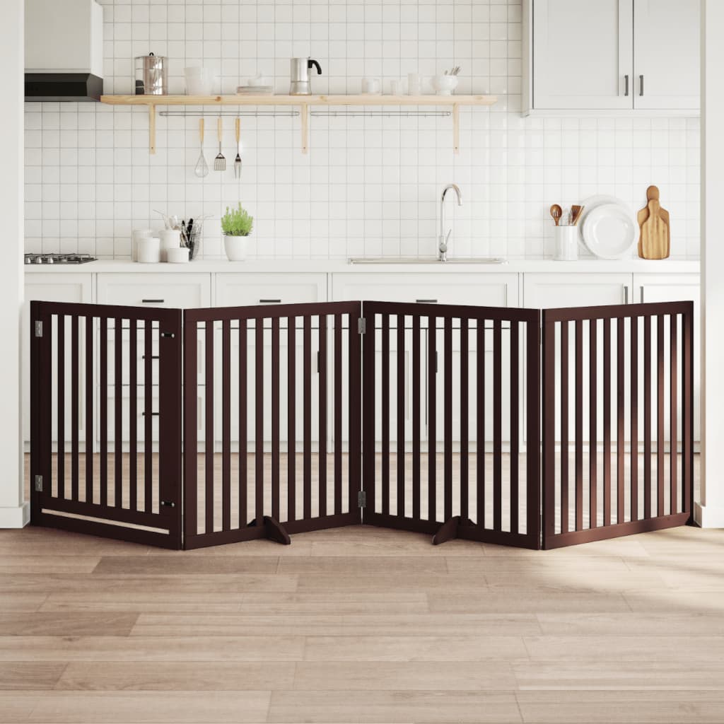 Classe de chien Vidaxl 4 panneaux 4 panneaux 320 cm Brunier en bois de peuplier