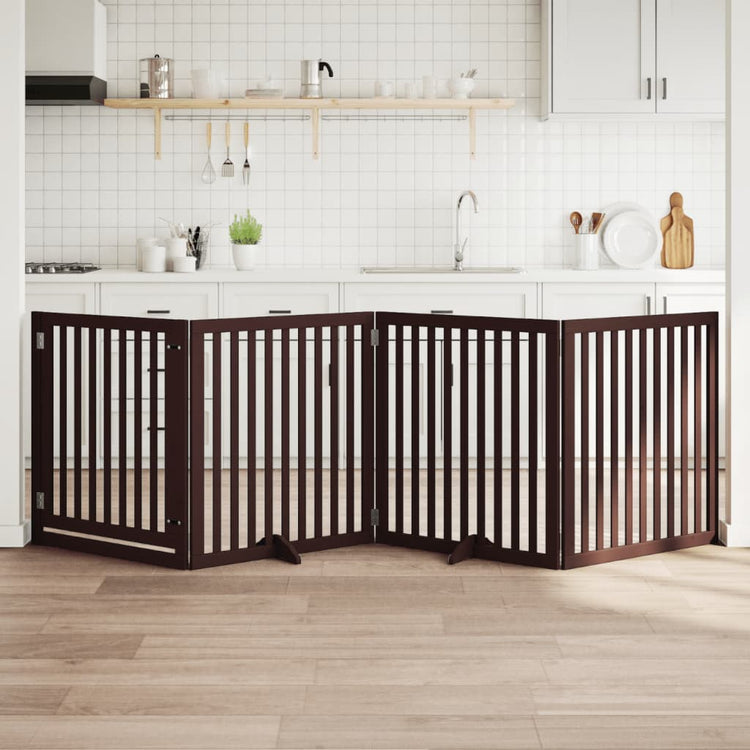 Classe de chien Vidaxl 4 panneaux 4 panneaux 320 cm Brunier en bois de peuplier