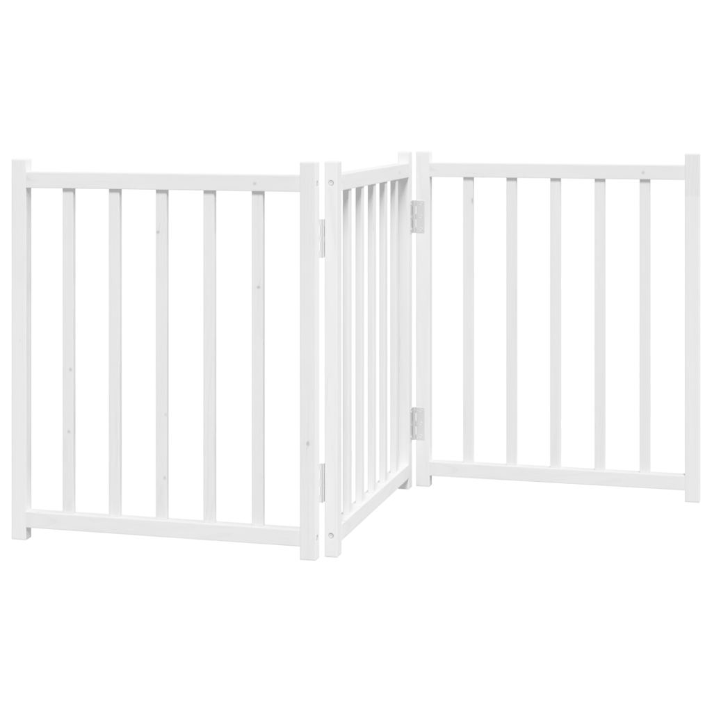 Fence de chien vidaxl pliant 3 panneaux 150 cm Pine solide blanc