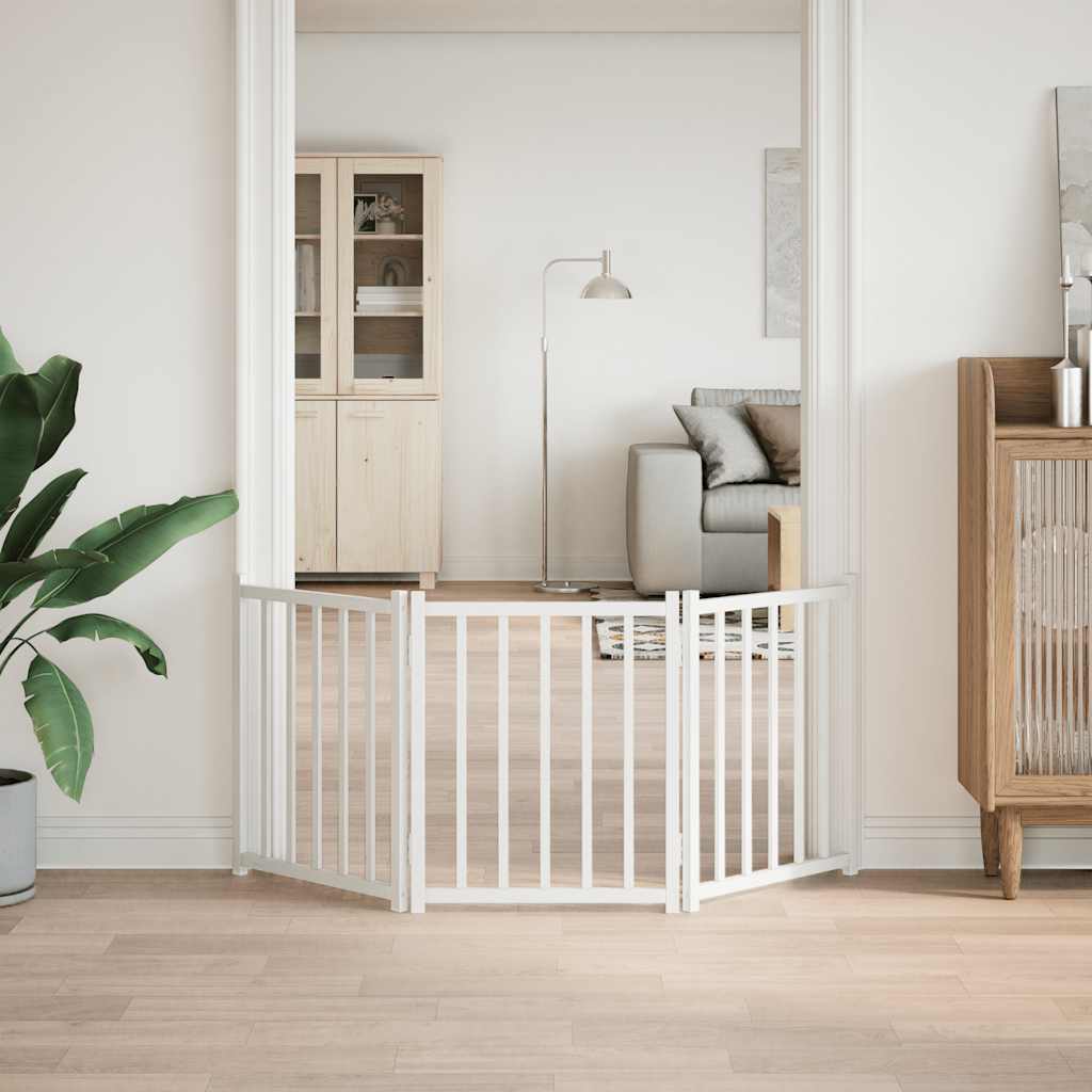 Fence de chien vidaxl pliant 3 panneaux 150 cm Pine solide blanc