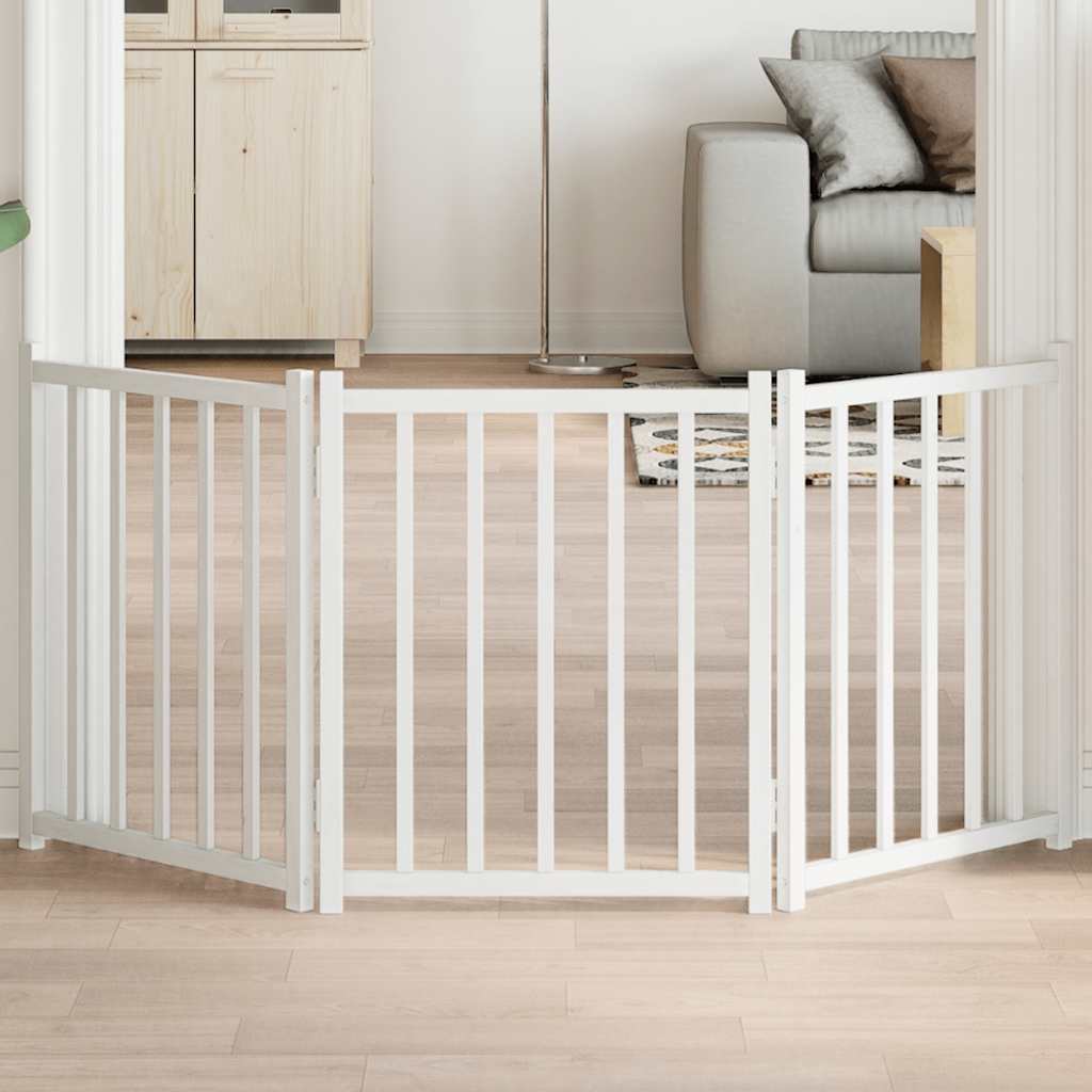 Fence de chien vidaxl pliant 3 panneaux 150 cm Pine solide blanc