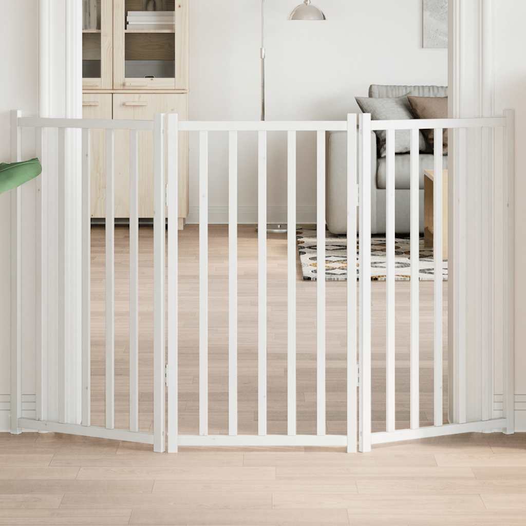 Fence de chien vidaxl pliant 3 panneaux 150 cm Pine solide blanc