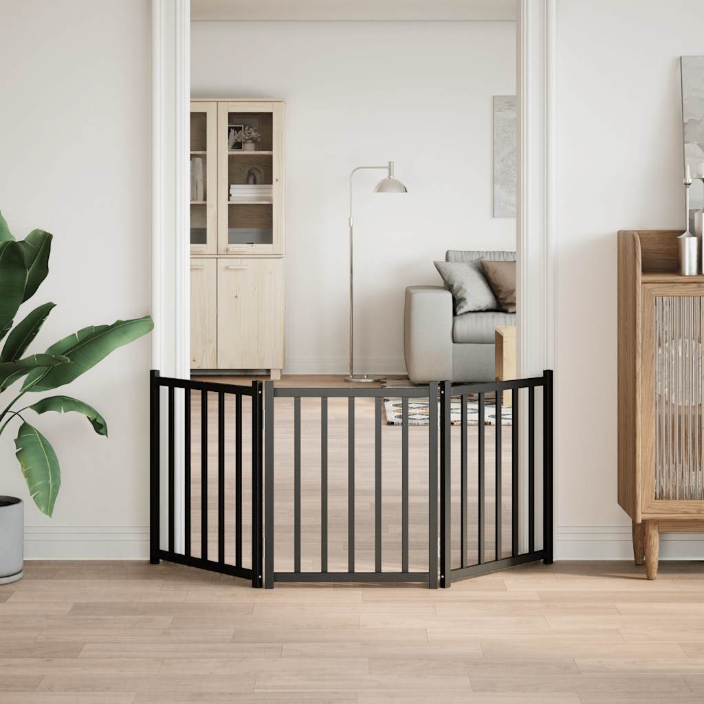 Vidaxl barrière pour chien pliable 3 panneaux 150 cm bois de pin massif noir
