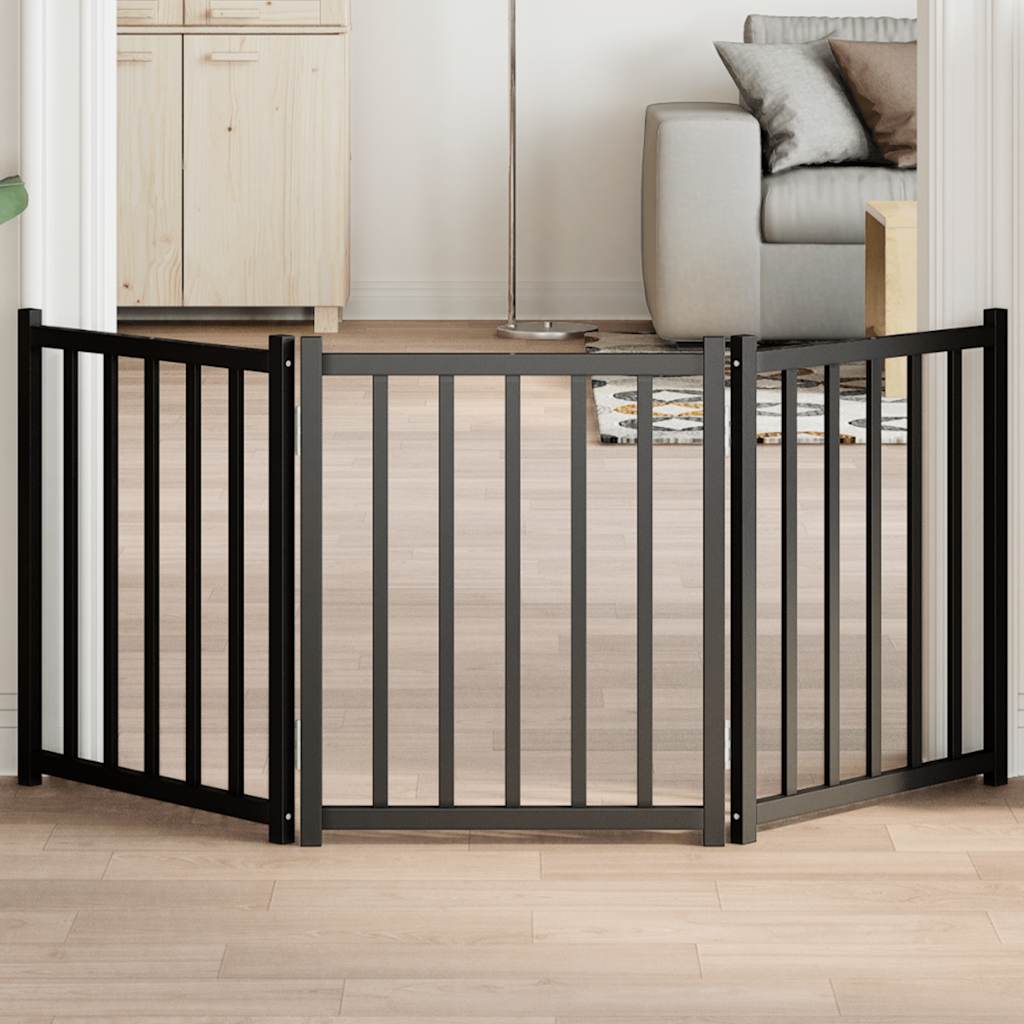 Vidaxl barrière pour chien pliable 3 panneaux 150 cm bois de pin massif noir
