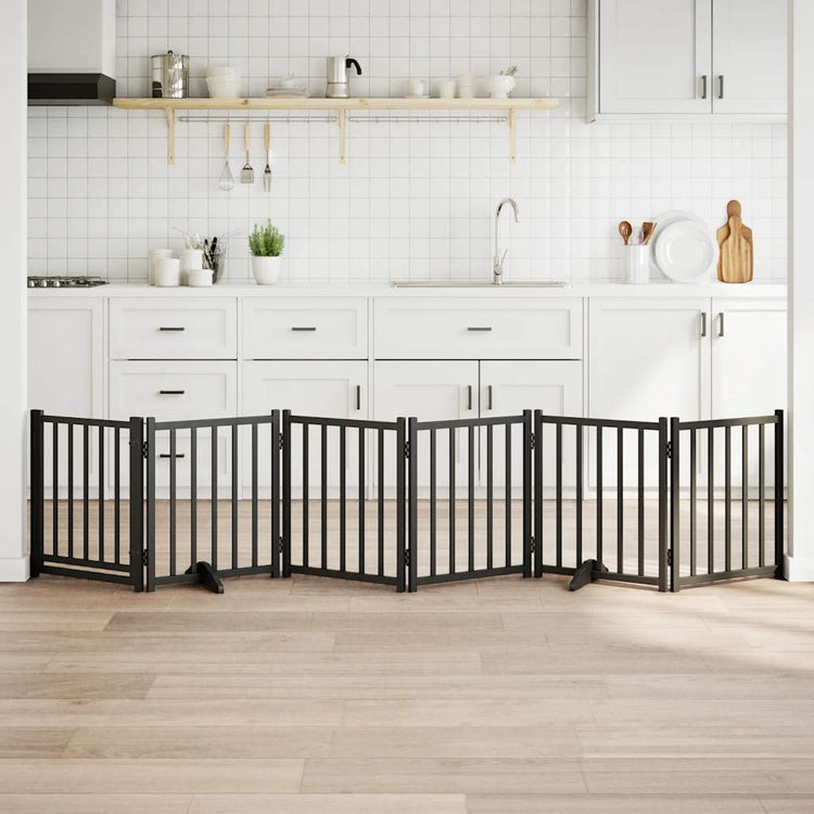Vidaxl barrière pour chien pliable 6 panneaux 300 cm bois de pin massif noir