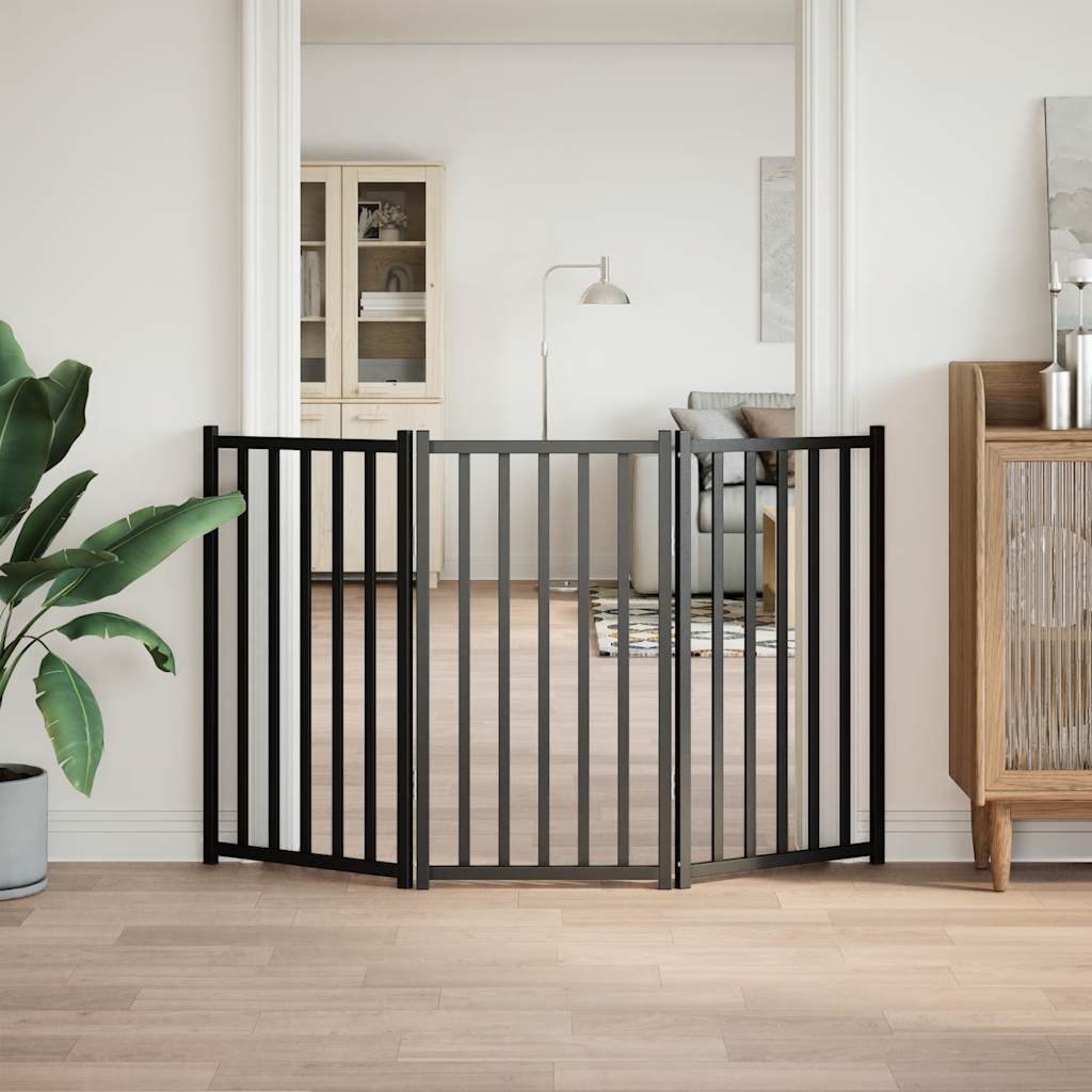 Vidaxl Dog Fence pliable 3 panneaux 150 cm Pine solide noir