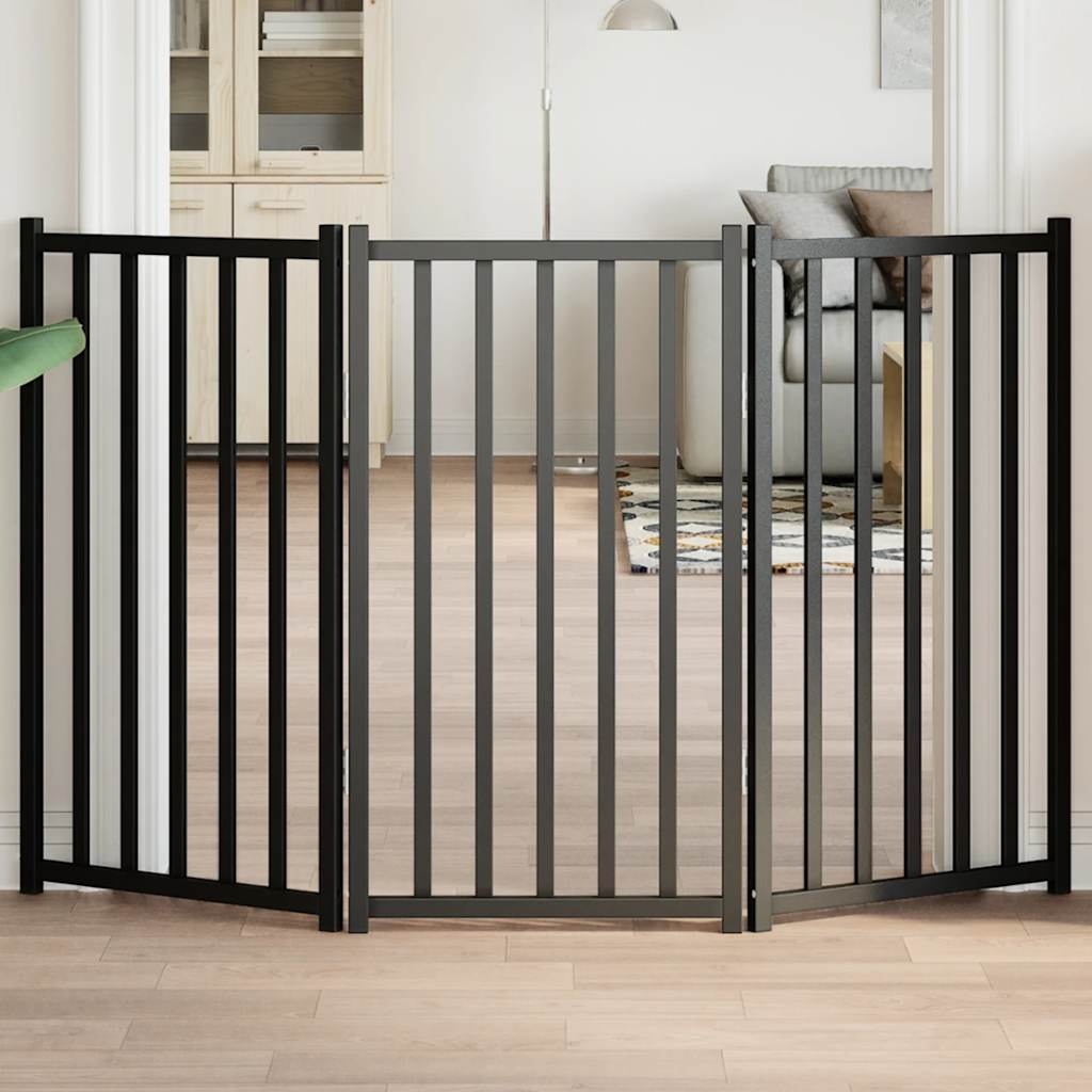 Vidaxl Dog Fence pliable 3 panneaux 150 cm Pine solide noir