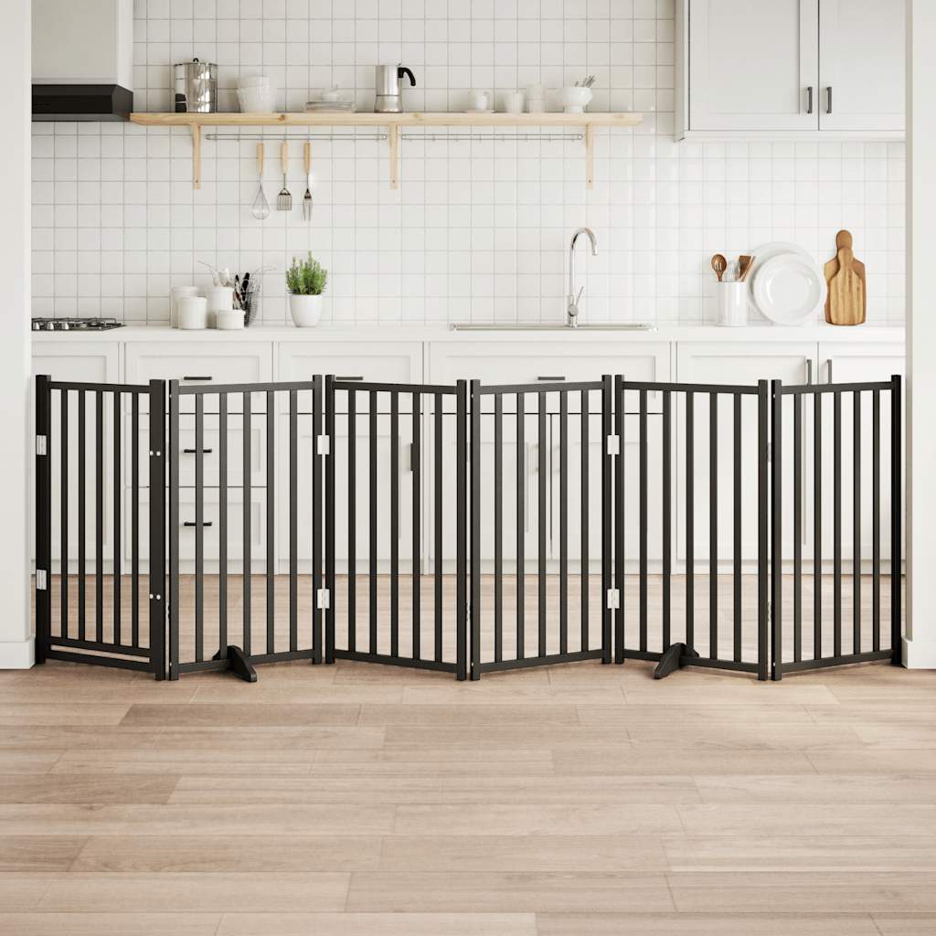 Vidaxl barrière pour chien pliable 6 panneaux 300 cm bois de pin massif noir