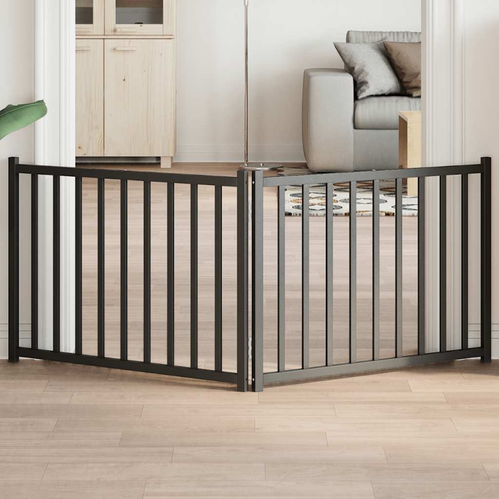 Vidaxl Dog Fence pliable 2 panneaux 160 cm Pine solide noir