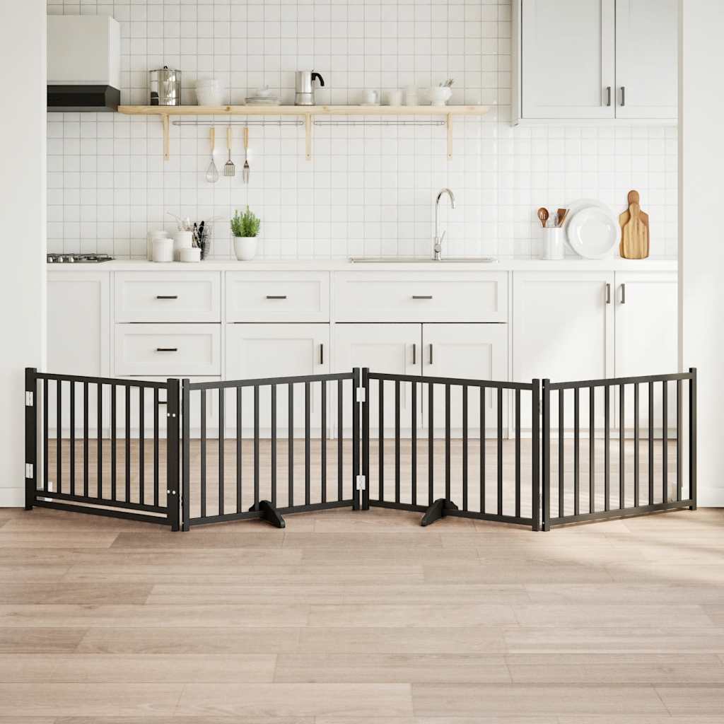 Vidaxl barrière pour chien pliable 4 panneaux 320 cm bois de pin massif noir