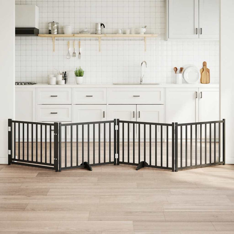 Vidaxl barrière pour chien pliable 4 panneaux 320 cm bois de pin massif noir
