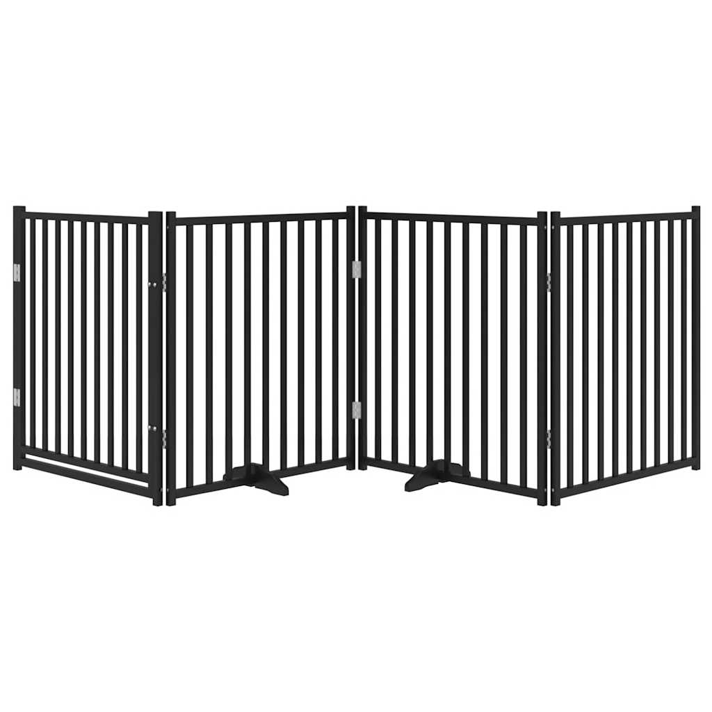 Clôture de chien vidaxl pliant 4 panneaux 320 cm pin solide noir