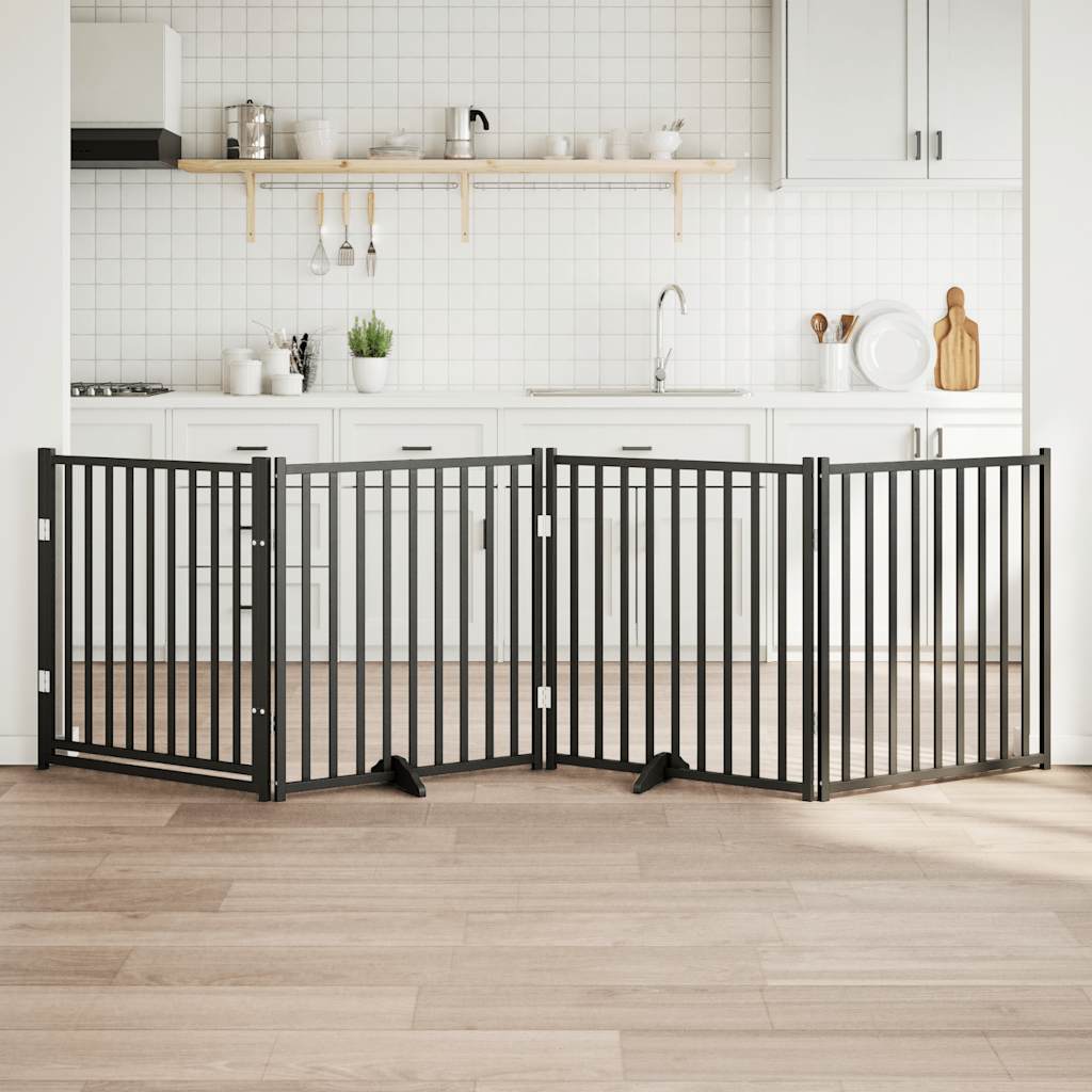 Clôture de chien vidaxl pliant 4 panneaux 320 cm pin solide noir