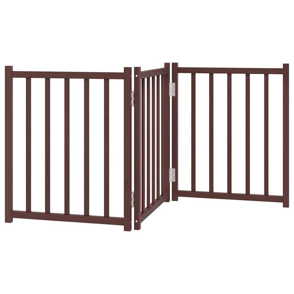 Fence de chien vidaxl pliant 3 panneaux 150 cm Chêne brun de pin massif