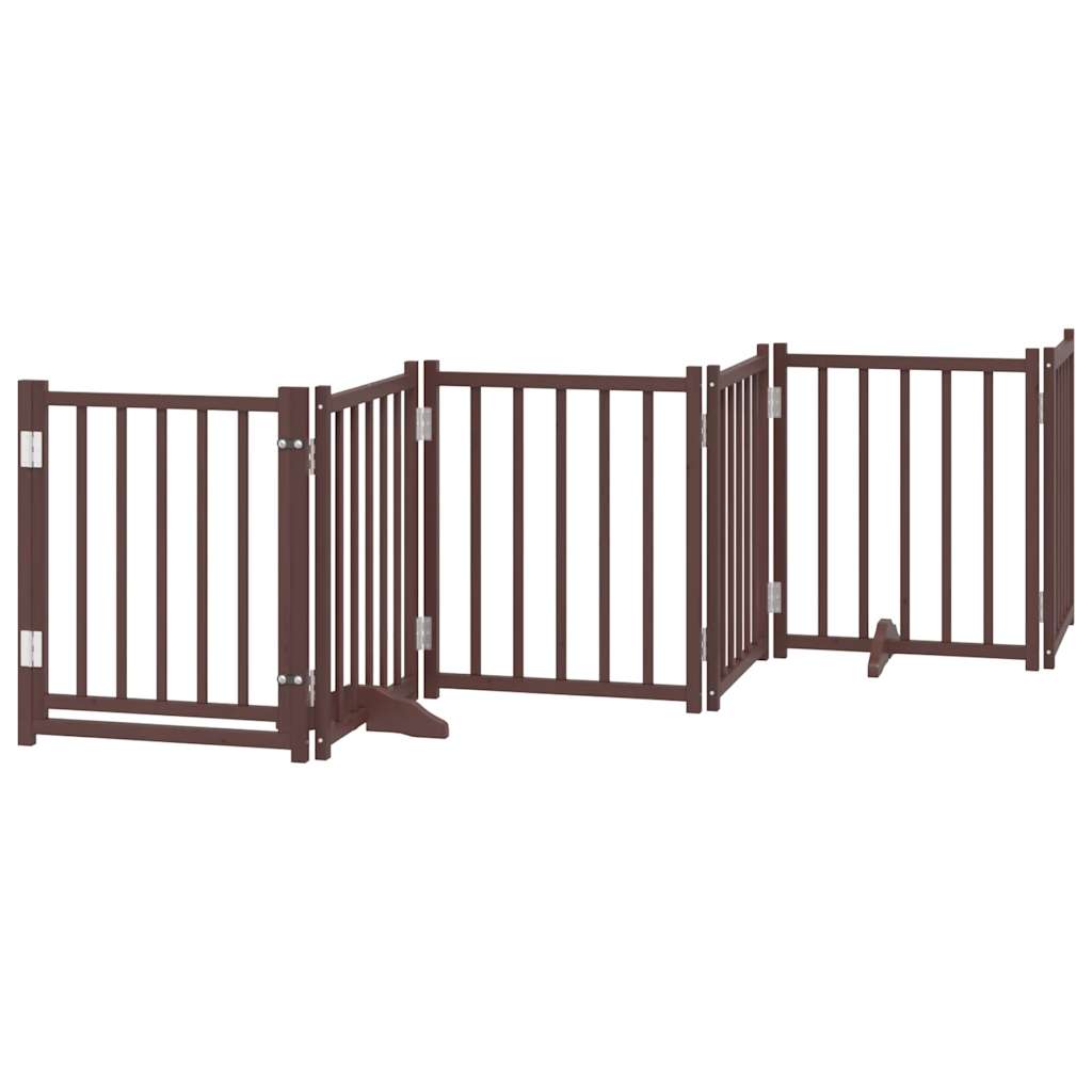 Fence de chien vidaxl pliable 6 panneaux 300 cm Chêne brun de pin massif