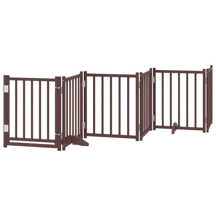 Fence de chien vidaxl pliable 6 panneaux 300 cm Chêne brun de pin massif