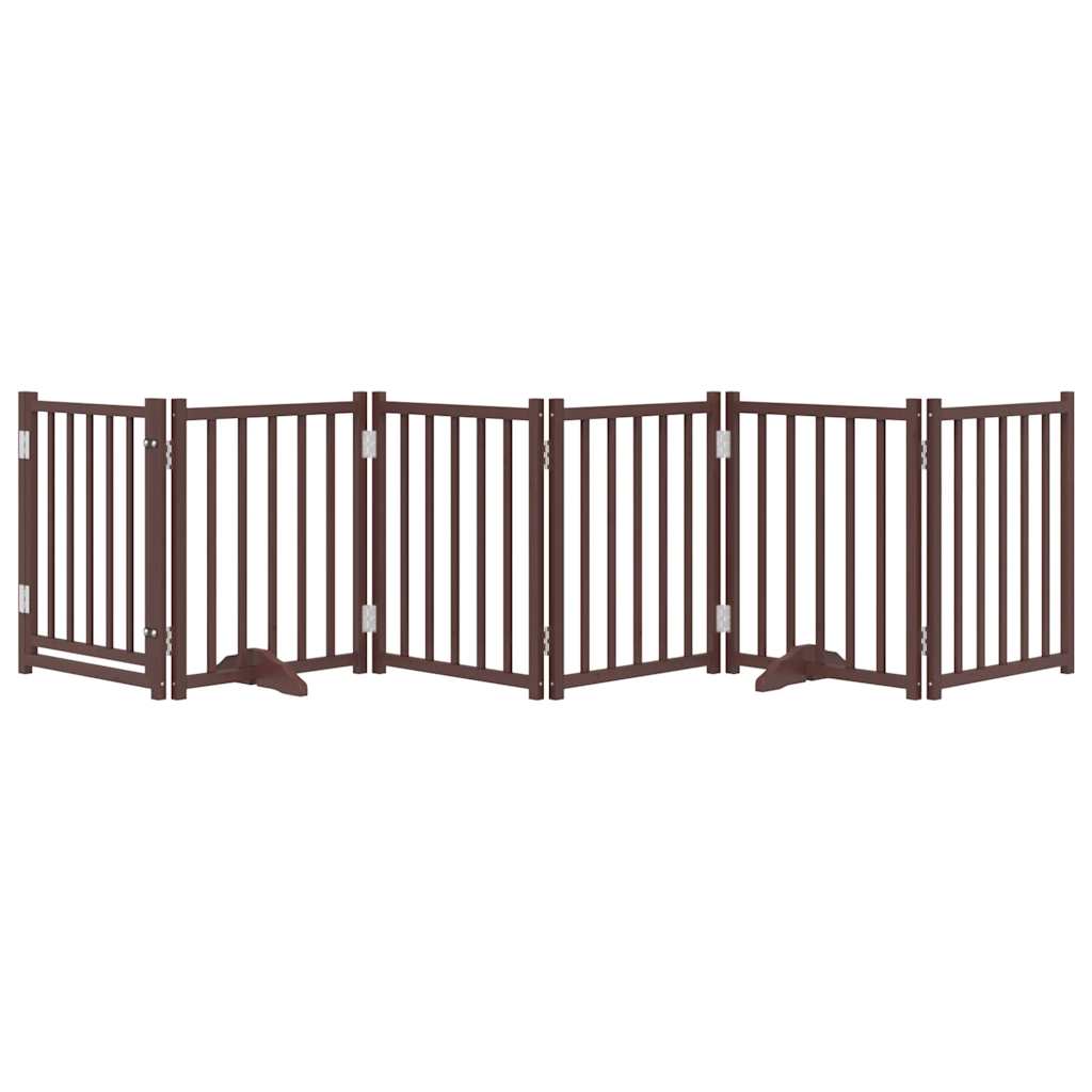 Fence de chien vidaxl pliable 6 panneaux 300 cm Chêne brun de pin massif