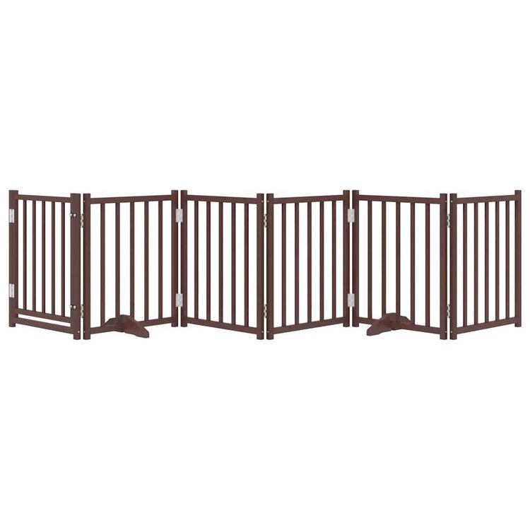 Fence de chien vidaxl pliable 6 panneaux 300 cm Chêne brun de pin massif