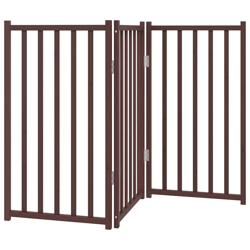 Fence de chien vidaxl pliant 3 panneaux 150 cm Chêne brun de pin massif