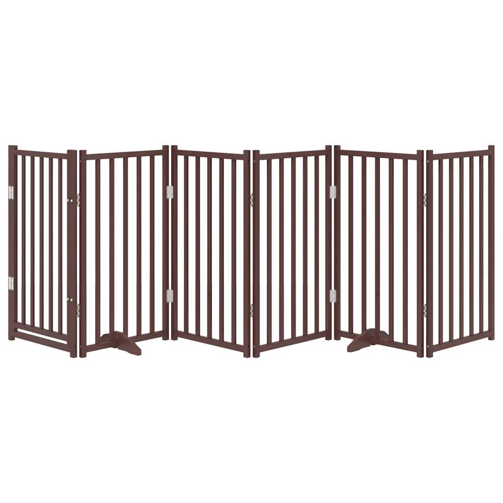 Fence de chien vidaxl pliable 6 panneaux 300 cm Chêne brun de pin massif