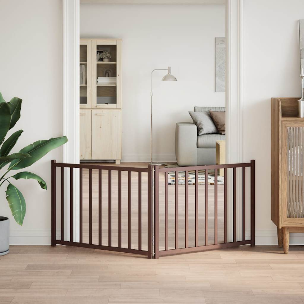 Clôture de chien vidaxl pliant 2 panneaux 160 cm Chêne brun solide